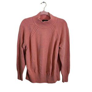 Pendleton Apricot Mock Neck CableKnit Cotton Blend Sweater Size XL